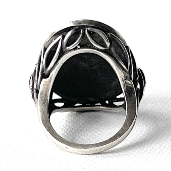 Art Deco Victorian Flapper Ring 7.5 size Marcasite Sterling Silver Cocktail